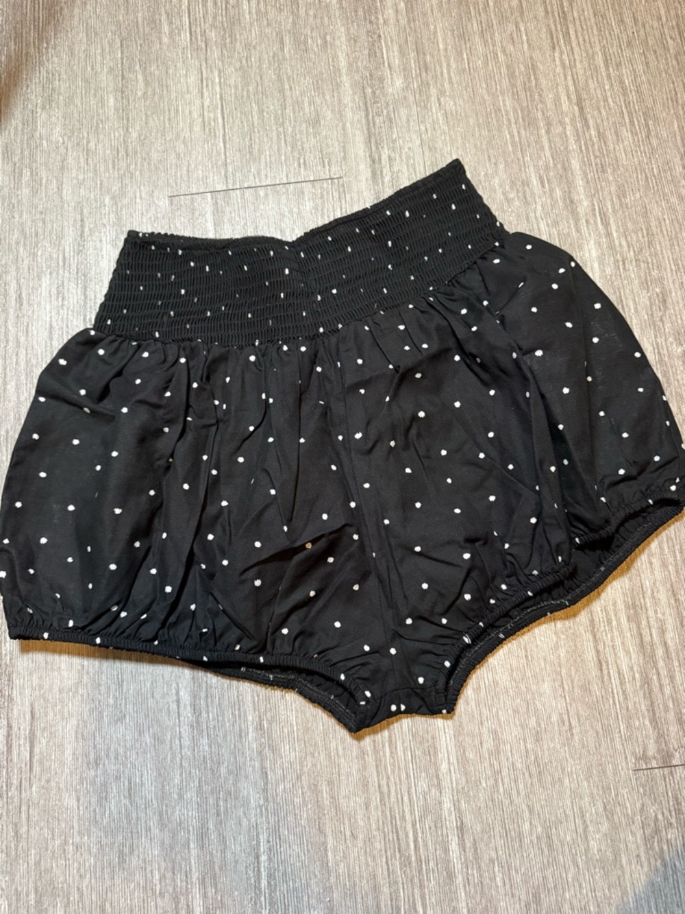 Maeve Anthropologie‎ Black Polka Dot Smocked Waist Shorts Boho Cottagecore NWT